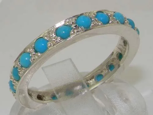 Miniatura 2 de Anillo de eternidad para mujer de plata de ley 925 auténtica turquesa auténtica