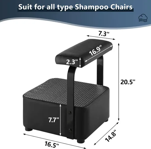 Miniatura 4 de Reposapiés independiente para lavado de espalda, juego de tazón y silla de champú de spa, reposapiés para spa belleza, otomana para estación de Negro