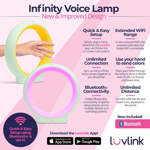 Miniatura 2 de LuvLink Infinity Voice v2 Send Sounds & Color - Lámpara de amistad galardonada (juego de dos, blanco)