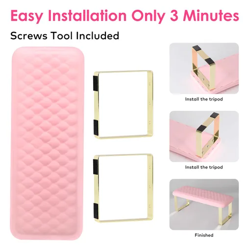 Miniatura 4 de Reposabrazos para tecnología de uñas, piel sintética, diseño de pez, para manicura y pedicura, color rosa