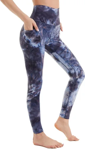 iniber Pantalones de yoga de cintura alta con bolsillos para mujer, elásticos en 4 direcciones, suaves, para correr, entrenamiento, pantalones