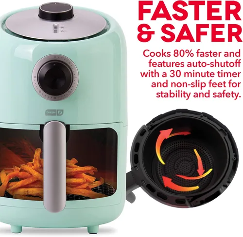 Miniatura 5 de DASH Horno freidora de aire compacto con control de temperatura, canasta antiadherente para freír, guía de recetas + función de apagado automático