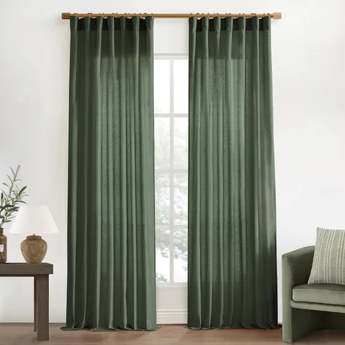 Miniatura 21 de XTMYI - Cortinas transparentes de 54 pulgadas de largo, juego de 2 paneles para baño, cortinas cortas de lino y algodón con semi privacidad