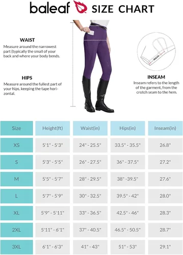 Miniatura 7 de BALEAF Pantalones de equitación para mujer, pantalones de equitación de asiento completo, mallas ecuestres, bolsillo con cremallera de silicona
