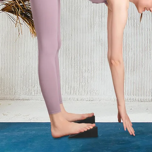 Miniatura 7 de 2 piezas de plataforma de yoga para sentadillas, bloque inclinado, antideslizante, inclinado, estirador de pantorrillas para estiramiento de pies