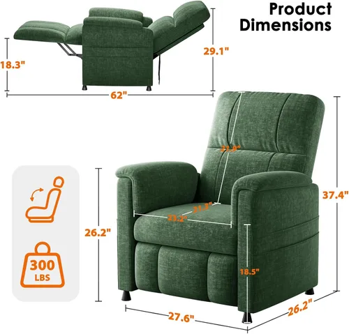 Miniatura 2 de Pipishell Silla reclinable eléctrica para adultos, reclinable eléctrico con control remoto, reclinable/reposapiés ajustable, tela de felpilla, cojín