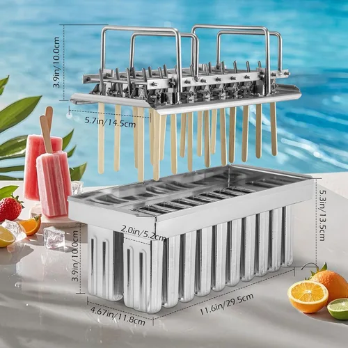 Miniatura 7 de Dyna-Living Moldes comerciales para paletas, 20 piezas de cabezales planos con doble ranura de acero inoxidable, moldes de paletas de helado