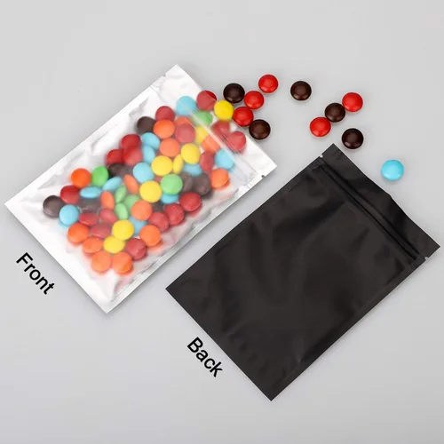 Miniatura 2 de 100 bolsas de Mylar resellables a prueba de olores de 4 x 6 pulgadas, parte delantera mate transparente, color negro mate, bolsa de almacenamiento