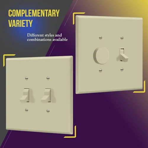 Miniatura 3 de ENERLITES Cubierta doble para interruptor de palanca, placa de pared para interruptor de luz de dos bandas, acabado brillante, 2 bandas de 5.5 x 5.5