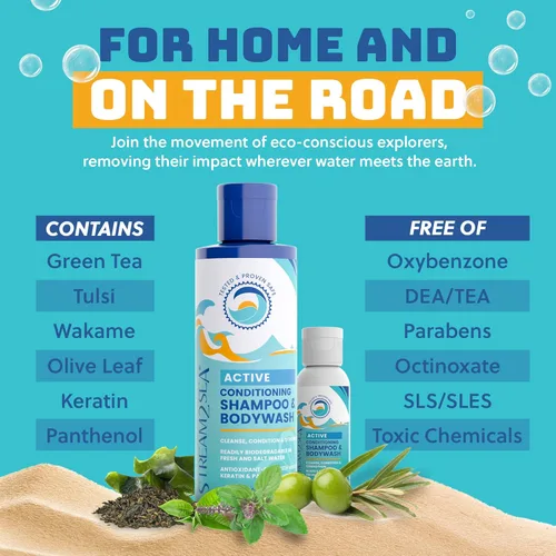 Miniatura 6 de STREAM 2 SEA Champú y acondicionador, gel de baño 3 en 1 para natación, champú para nadadores Reef Safe para hombres, mujeres y niños, champú