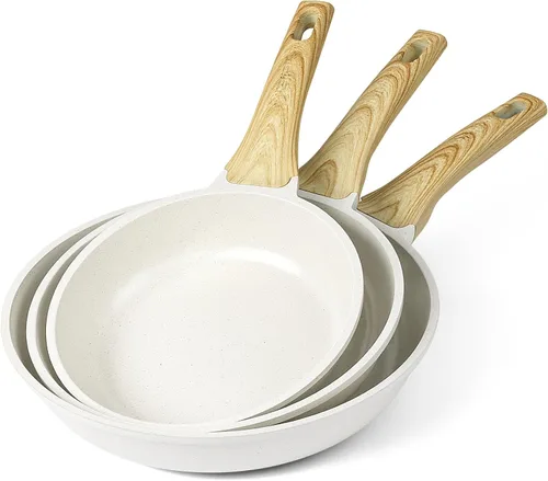 Miniatura 16 de GiPP Sartén antiadherente de cerámica - sartén de 10 pulgadas saludable, antiadherente, no tóxica, compatible con inducción, sartén de tortilla, Gris