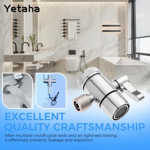 Miniatura 6 de Yetaha Válvula desviadora de grifo de 3/8", adaptador divisor de grifo de baño de cocina para pieza de repuesto de tubo, conector de fregadero