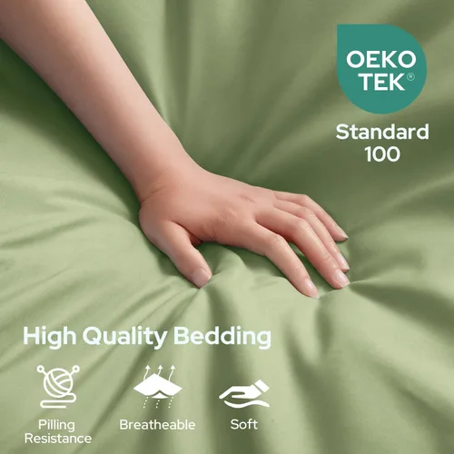 Miniatura 2 de HOMEIDEAS Sábanas de cama tamaño Queen – Juego de 6 piezas (verde salvia) – Sábanas de microfibra cepillada extra suave 1800, bolsillo profundo, sin