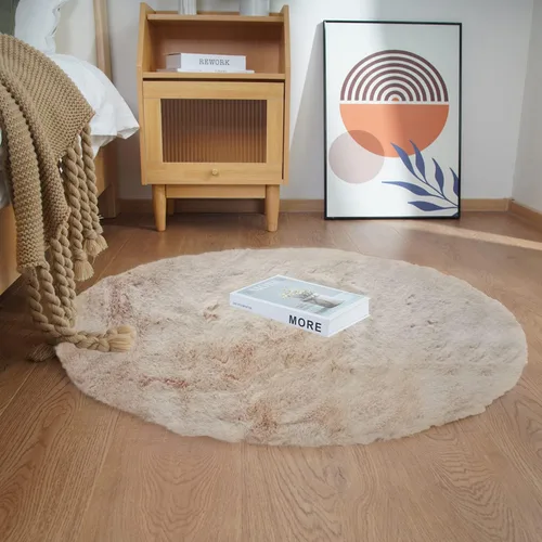Miniatura 75 de Ghouse Alfombra ultrasuave de pelo sintético de conejo, alfombras lavables a máquina para dormitorio, alfombras esponjosas para sala de estar, Blanco
