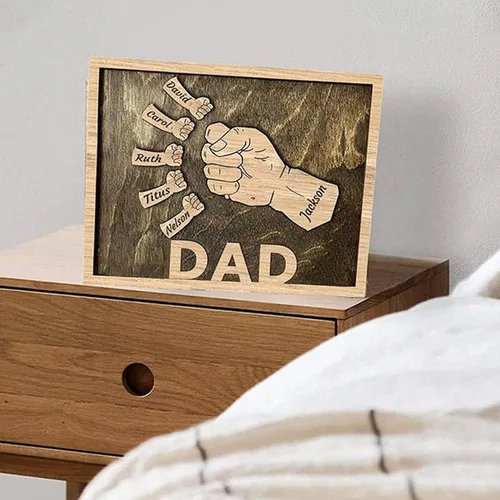 Miniatura 3 de regalo del día del padre, regalo de papá personalizado, puño personalizado firma de la huella de mano, cumpleaños del abuelo. letrero de papá