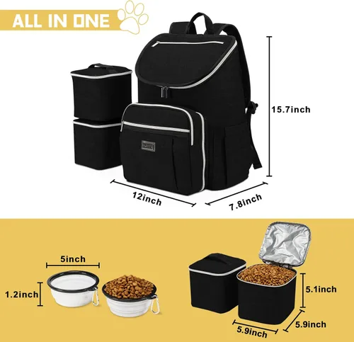 Miniatura 6 de BAGLHER Mochila de viaje para perros – Contenedor de comida desmontable para perros para suministros para mascotas, mochila para equipo de perro