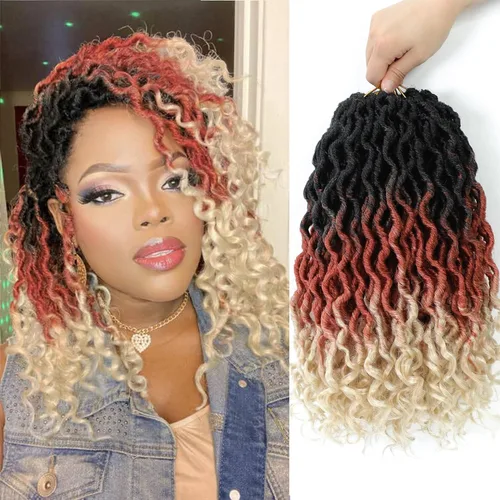 Miniatura 37 de Karida Rastas de cabello sintético de ganchillo de 18 pulgadas, 8 paquetes de cabello de ganchillo preanudado de diosa, rastas sintéticas onduladas