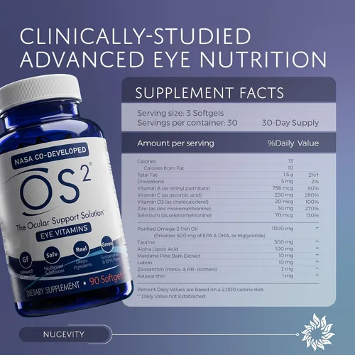 Miniatura 8 de OS2 Solución de apoyo ocular – Vitaminas patentadas para ojos para salud macular, ojo seco y luz azul – Luteína, zeaxantina, Omega 3, astaxantina