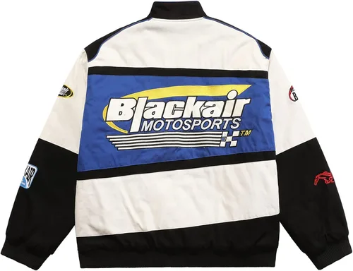 Miniatura 2 de Aelfric Eden Chaqueta de motocicleta para hombre, chaqueta de béisbol Blackair Moto Varsity para mujer, abrigos vintage
