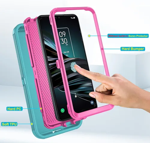 Miniatura 5 de Asuwish Funda de teléfono para Alcatel 3V 2019, híbrida, resistente, a prueba de golpes, dura, a prueba de caídas, cuerpo completo, resistente