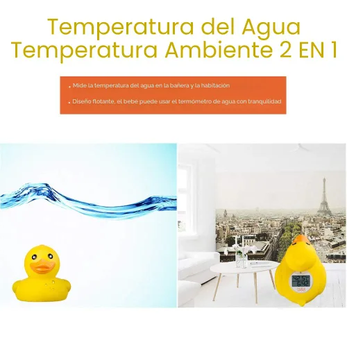 Miniatura 4 de b&h Termómetro para bebé, juguete flotante para baño de bebé, termómetro de agua con temperatura de seguridad (pato clásico)