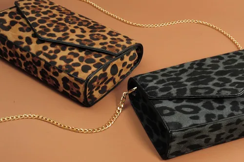 Miniatura 4 de HOXIS Bolso de hombro con cadena para mujer con estampado de leopardo