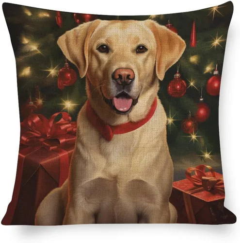 Miniatura 12 de Funda de almohada estampada con retrato de laboratorio de raza de perro amarillo serio, labrador retriever, fundas de cojín amarillas de laboratorio