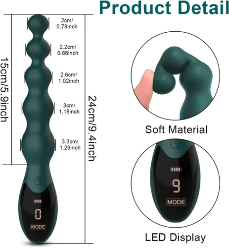 Miniatura 3 de Vibrador vibrador de cuentas anales para hombres y mujeres, vibrador anal, juguetes sexuales anales con pantalla digital LED