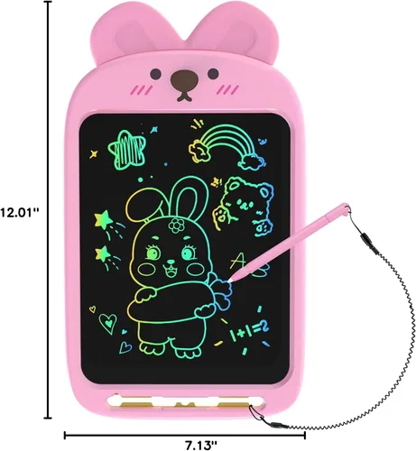 Miniatura 8 de Tableta de escritura LCD de 10 pulgadas, juguete de tablero de garabatos borrable, lindo bloc de dibujo de conejo para niños de 2 a 6 años, regalo