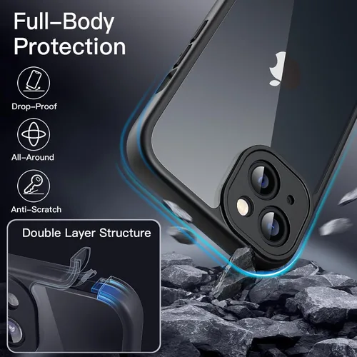 Miniatura 4 de JETech Funda para iPhone 13 de 6.1 pulgadas con protector de pantalla de vidrio templado integrado, protección resistente de cuerpo completo de 360