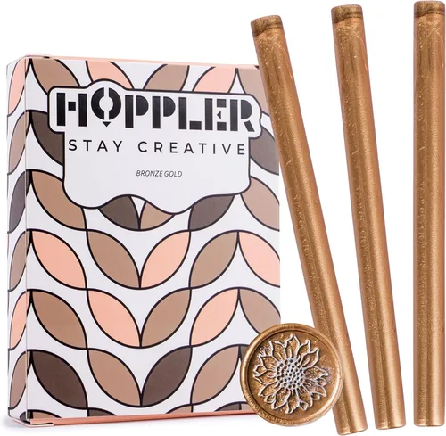 Miniatura 9 de Kit de Sello de Cera Premium Hoppler con Pistola de Sellado, Barras de Cera, un Sello de Flor, Molde de Silicona de 12 Cavidades, y Adiciones Extras