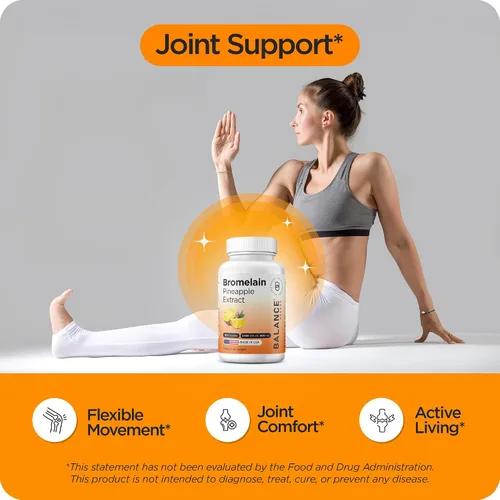 Miniatura 3 de Balancebreens Bromelina 500mg Veggie Caps – Suplemento de extracto de piña de 2400 GDU para apoyo articular, apoyo natural de la hinchazón