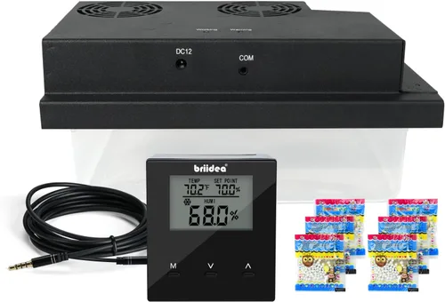 Briidea Humidificador eléctrico para gabinetes de 10 a 16 pies cúbicos, ajustable de 30% a 80% de RH, control preciso de temperatura y humedad,