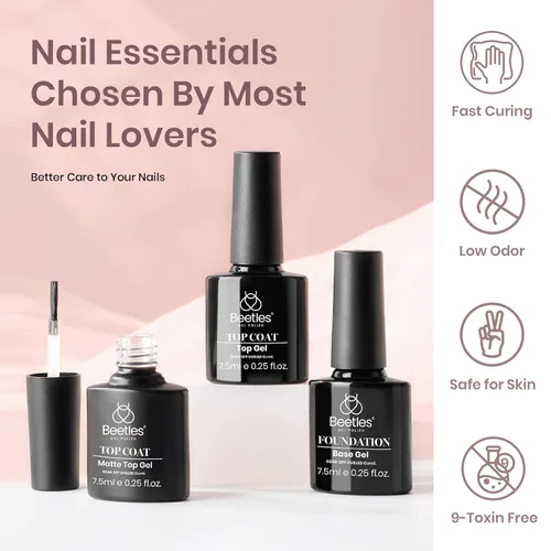 Miniatura 6 de Kit de Esmalte de Uñas en Gel Beetles con Luz UV, Gel Base y Capa Superior, Kit de Inicio de Esmalte de Uñas en 6 Colores Nude Neutros, Conjunto LED