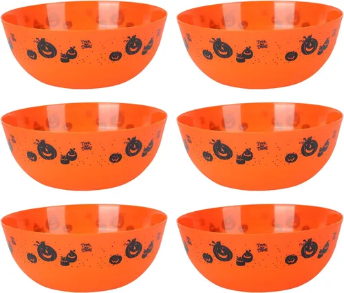 Miniatura 10 de 6 cuencos de Halloween para dulces grandes, cuencos de plástico para dulce o truco, cuenco de plástico reutilizable para suministros de fiesta