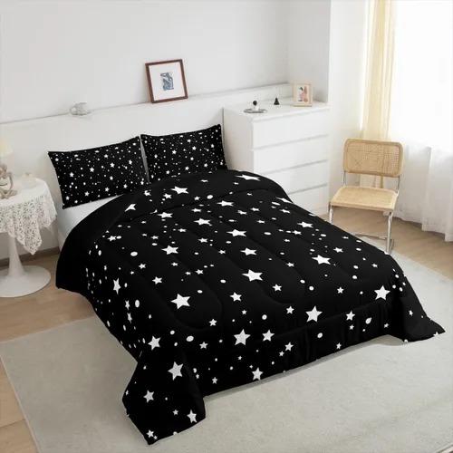 Miniatura 4 de Juego de edredón de cielo estrellado, tamaño King, juego de ropa de cama con estrellas y galaxias para niños y niñas, edredón de plumón del espacio