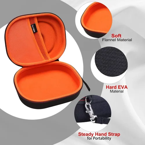 Miniatura 3 de LTGEM - Funda rígida de EVA para JBL Live 770NC/660NC/650BT/460NC/670NC/400BT/500BT y JBL Tune 7. Exterior negro + naranja