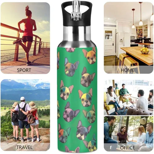 Miniatura 5 de Cute Dogs Vibrant Green Insulated Water Bottle 20 Oz, BPA-Free Sports Water Bottle Leakproof Water Bottles