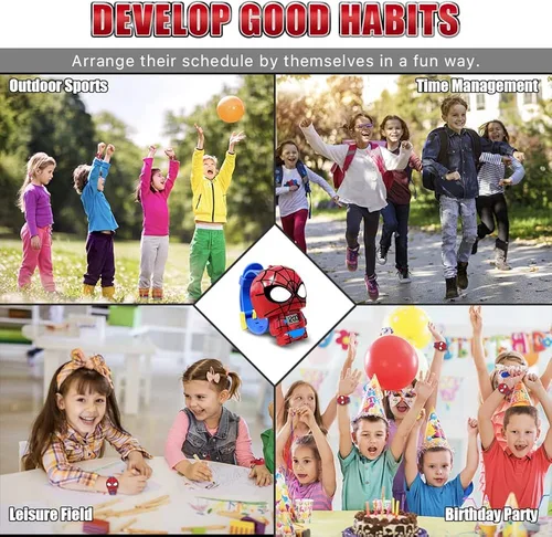 Miniatura 6 de Reloj de superhéroe para niños reloj digital para niños y niñas fácil de leer bonito reloj de pulsera de dibujos animados regalo para vacaciones