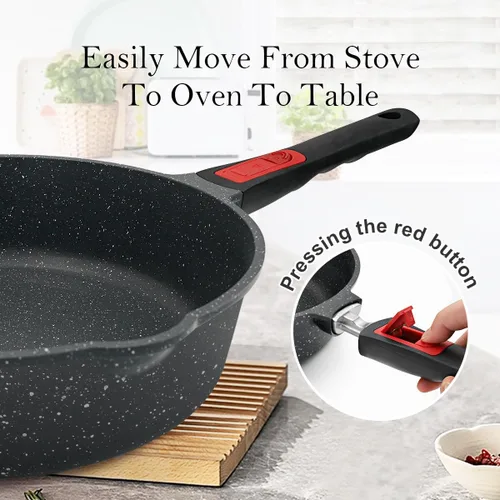 Miniatura 5 de Sartén antiadherente de 12 pulgadas con vaporizador, sartén profunda de 5 cuartos de galón con tapa, utensilios de cocina para cocinar, mango