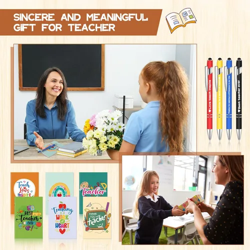 Miniatura 7 de Sabary Juego de 24 piezas de regalo de agradecimiento al profesor, 12 cuadernos motivacionales, 12 bolígrafos inspiradores, regalo de graduación
