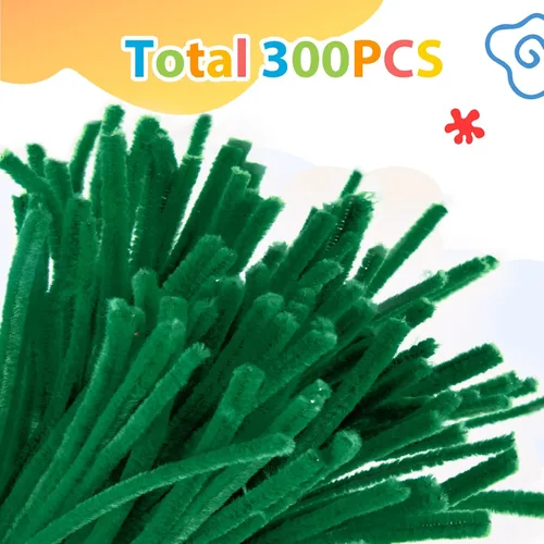 Miniatura 2 de Caydo 300 piezas de limpieza de tuberías verde oscuro, suministros de manualidades, tallos de felpilla para proyectos de manualidades, decoración
