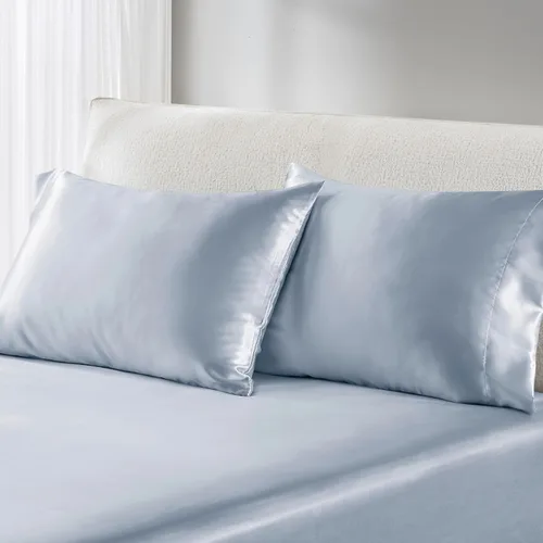 Miniatura 8 de Madison Park Essentials Juego de 2 fundas de almohada de satén para cabello y piel, lujosamente suave, sedosa con brillo natural, fresca al tacto