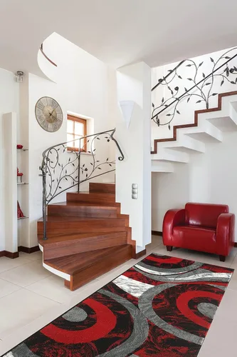 Miniatura 29 de Yafa Home Fashion Alfombra moderna y contemporánea con diseño de remolinos, lujosa, elegante y moderna (negro/gris, 2 pies x 3 pies)