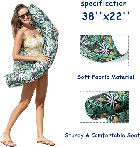 Miniatura 5 de FindUWill Inflatable Pool Floats Chairs, 2-Pack Comfortable Fabric Covered Pool Chairs with Sling, Stable Swimming Noodles Seats for Adults, Summer