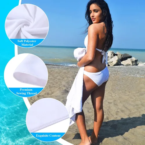 Miniatura 6 de Macarrie 16 toallas de playa de sublimación blanca a granel de poliéster grueso de 400 GSM, toalla de baño absorbente grande en blanco para regalos