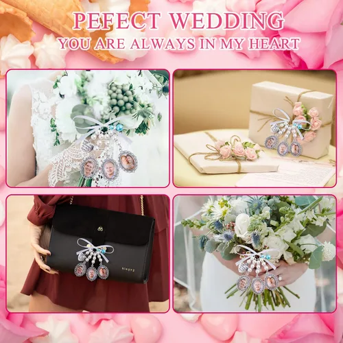 Miniatura 7 de Wedding Bouquet Photo Charms Bridal Lacy Oval Bridal Charm You are Always in My Heart DIY Bouquet Picture Charm
