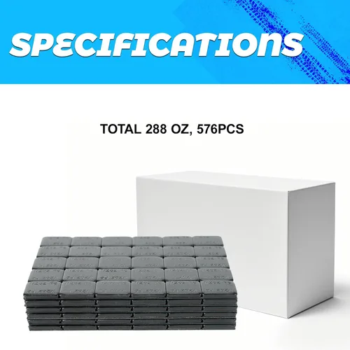 Miniatura 5 de 1/2 oz. Pesos de rueda adhesivos, 144 oz./caja 288 piezas, Pesos de rueda de equilibrio de neumáticos negros para motocicletas, automóviles