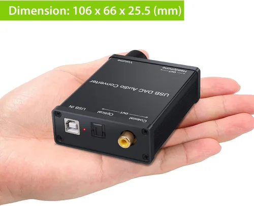 Miniatura 8 de LiNKFOR Amplificador USB DAC y auriculares, coaxial/óptico/salida de auriculares de 0.250 in, USB a coaxial S/PDIF convertidor digital a analógico