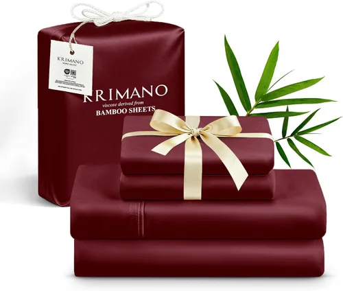 Miniatura 11 de Juego de sábanas tamaño King, sábanas de viscosa de bambú para cama, juego de 4 piezas, 100% viscosa derivada de bambú, lujo sedoso y refrescante